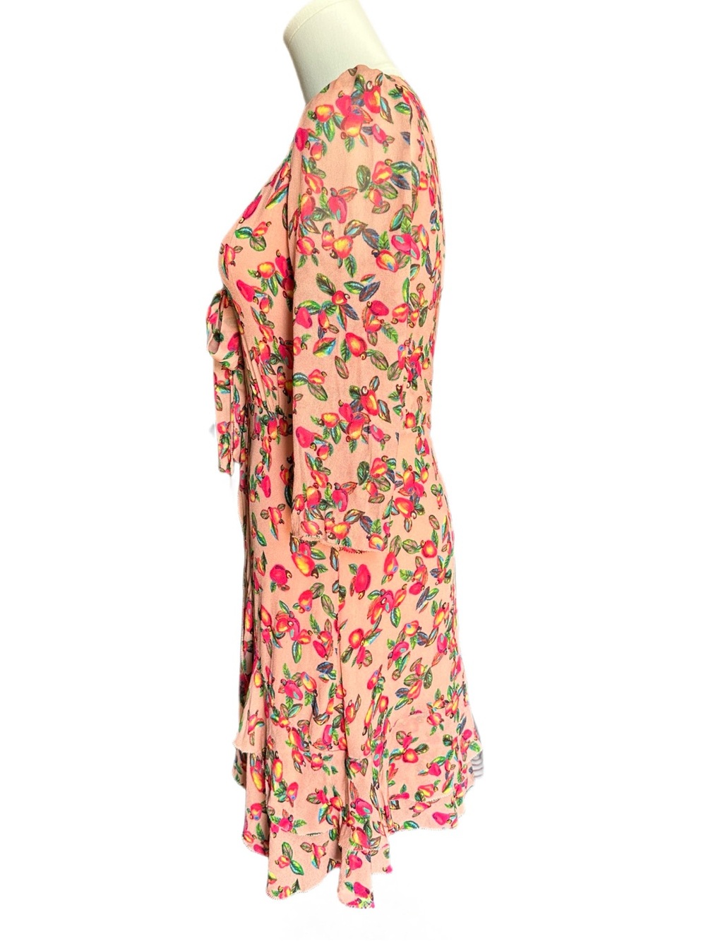 LAST CHANCE | FARM Rio Fruit Print Tie Front Ruffle Mini Dress XS - Picture 4 of 8